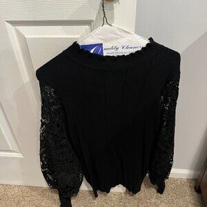 Siani Black Sweater with Lace Sleeves Size S